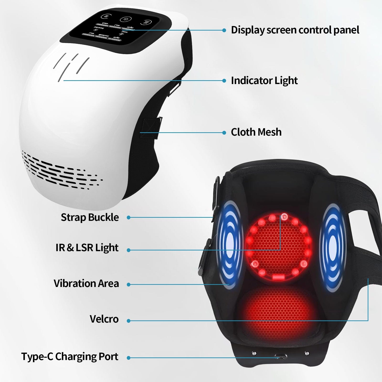 3D Heart Design Health & Wellness Electric Heated Knee Massager with Infrared & Vibration - Pain Relief