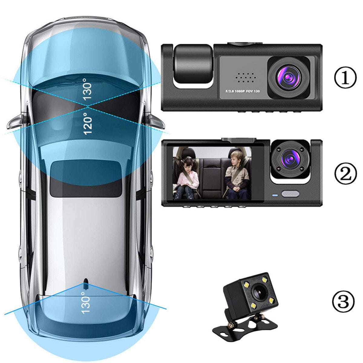 creatidrop 0 Black 1080P Dual Lens Car Dash Cam Recorder G Sensor DVR Front And Rear Camera Video