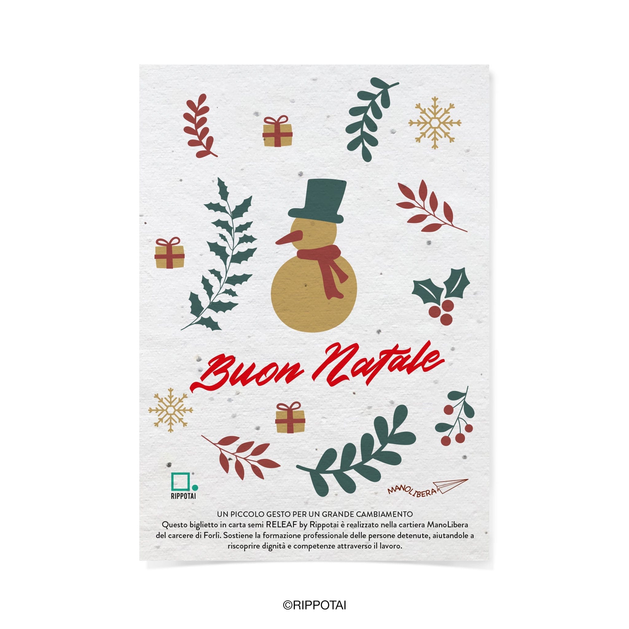 Rippotai Biglietti Auguri Biglietti Natalizi in Carta Semi - Regalo Solidale per un Pianeta Sostenibile
