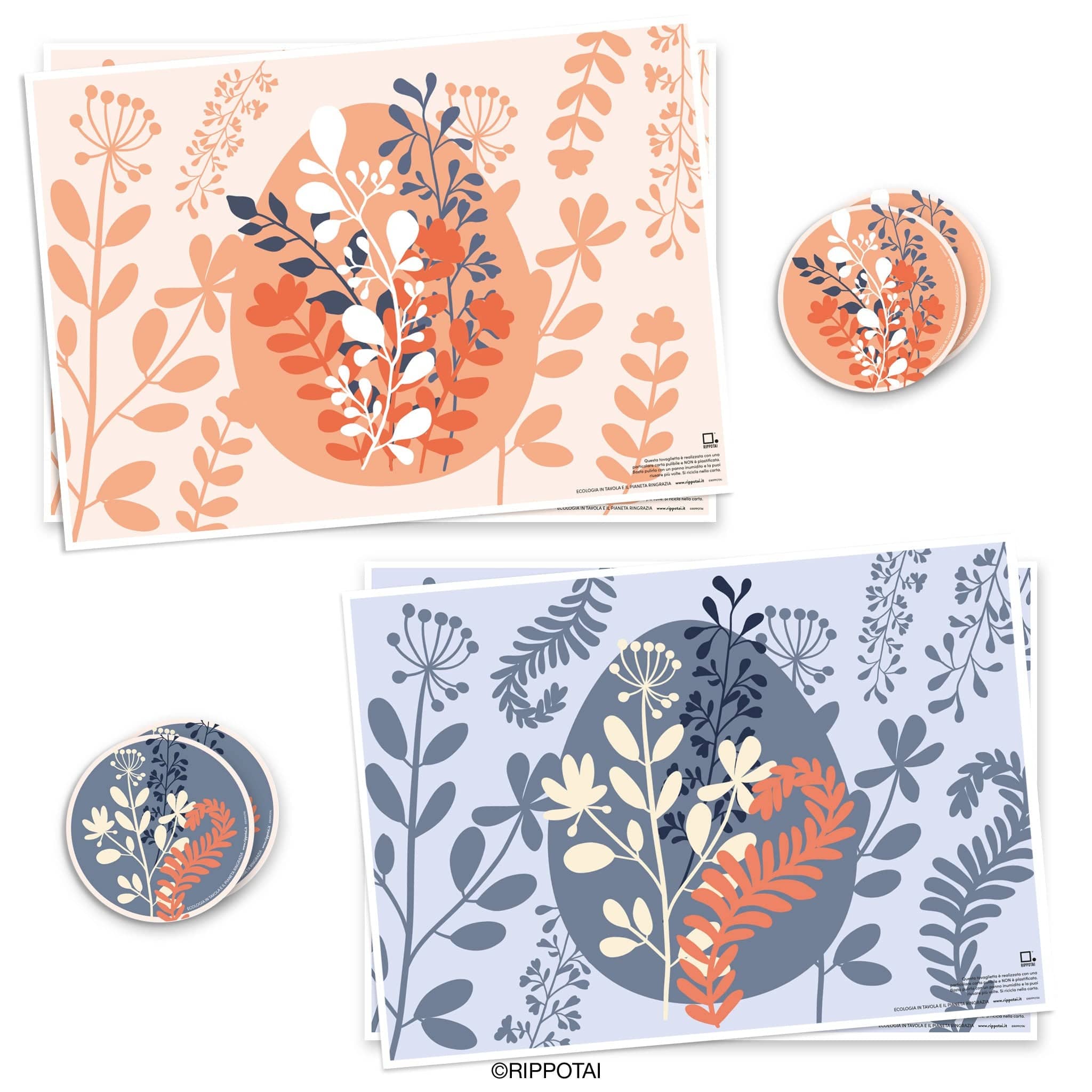 Rippotai Tovagliette Kit da 4 / Pasqua La tavola di Pasqua by Rippotai: tovagliette in carta Lavabili e Sostenibili