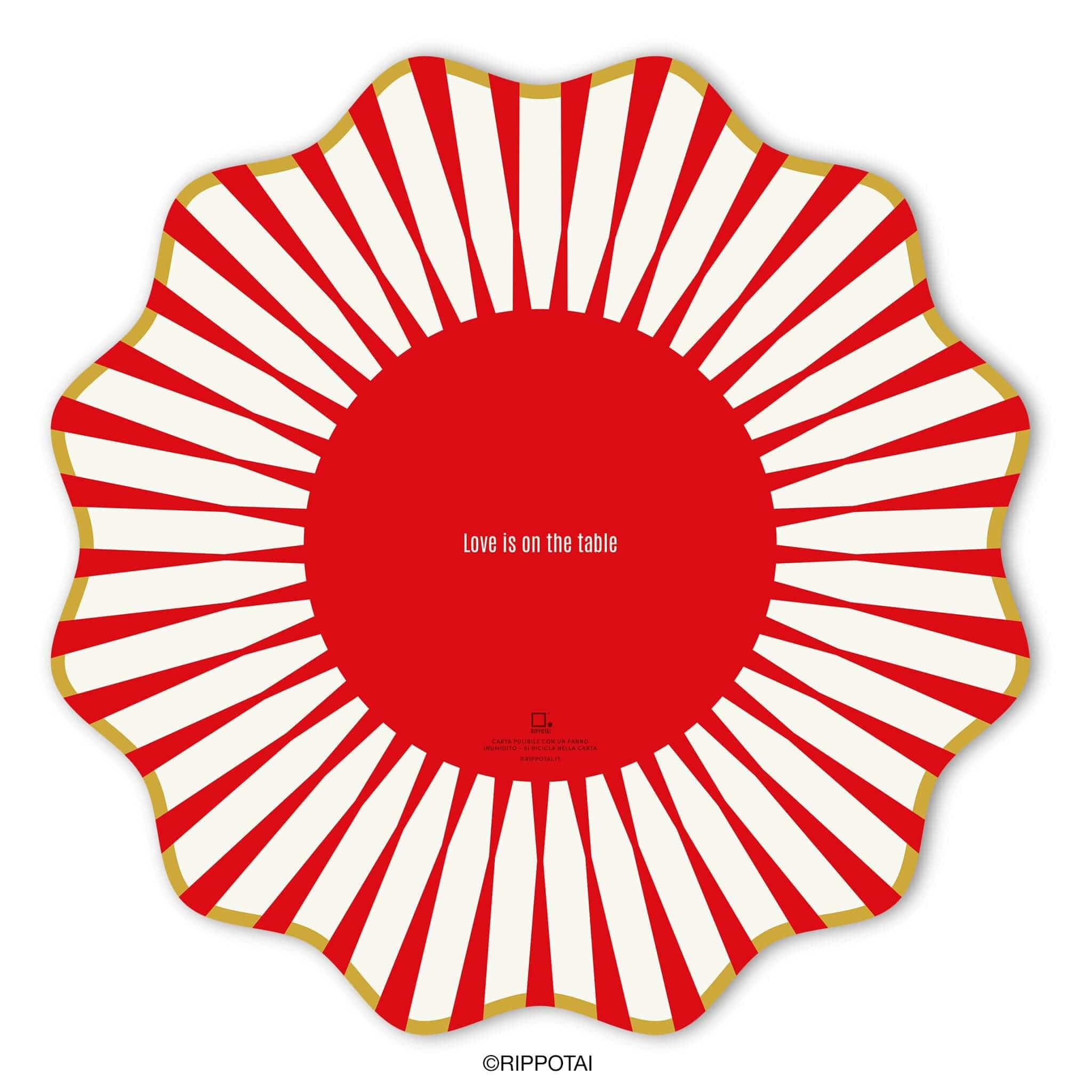 Rippotai Tovagliette RedTable Sottopiatti Moderni e Sottobicchieri Coordinati 3pz – Collezione "Love is on the Table"