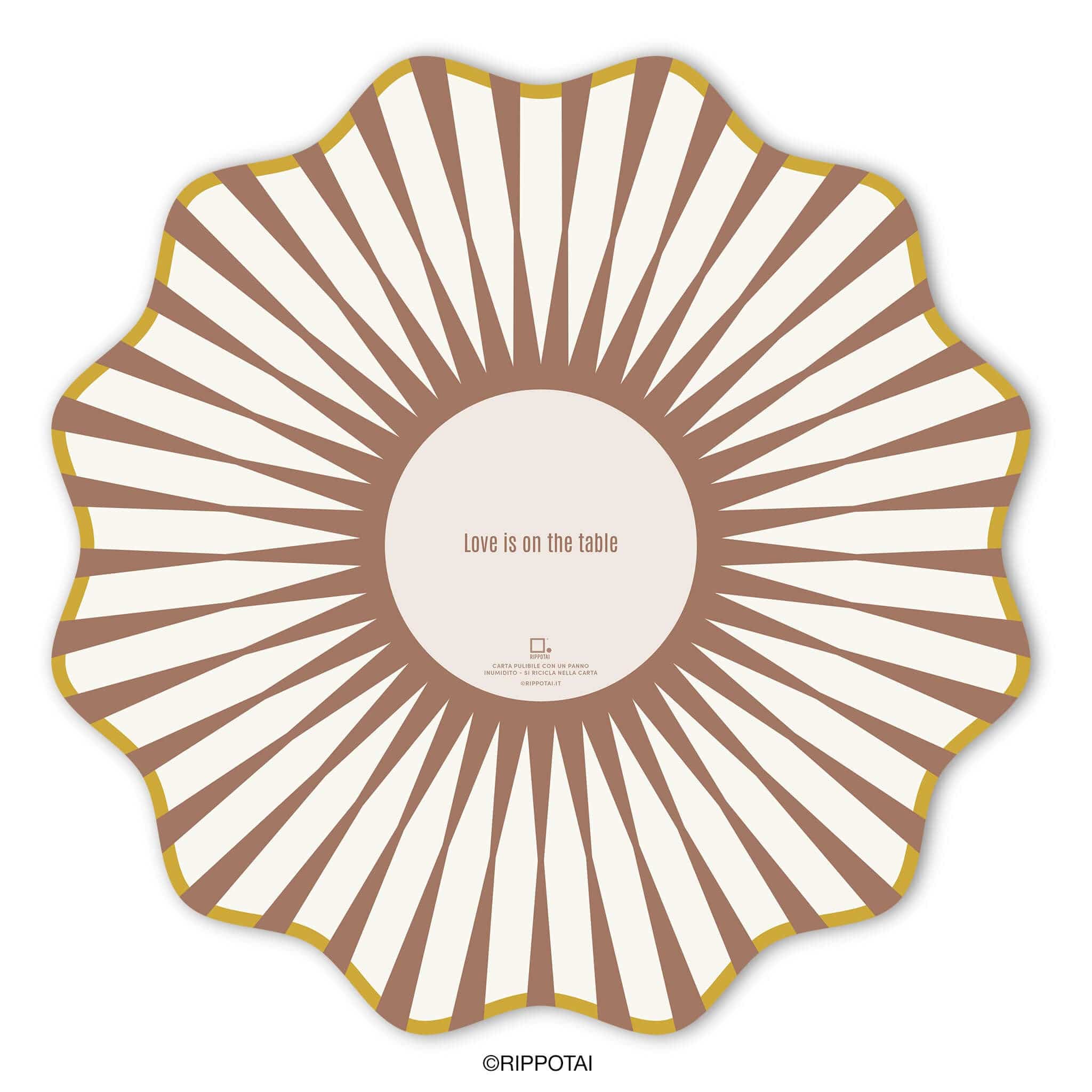 Rippotai Tovagliette Sottopiatti Eleganti Elegant Brown in Carta Pulibile - Set 3 Sottopiatti + 3 Sottobicchieri