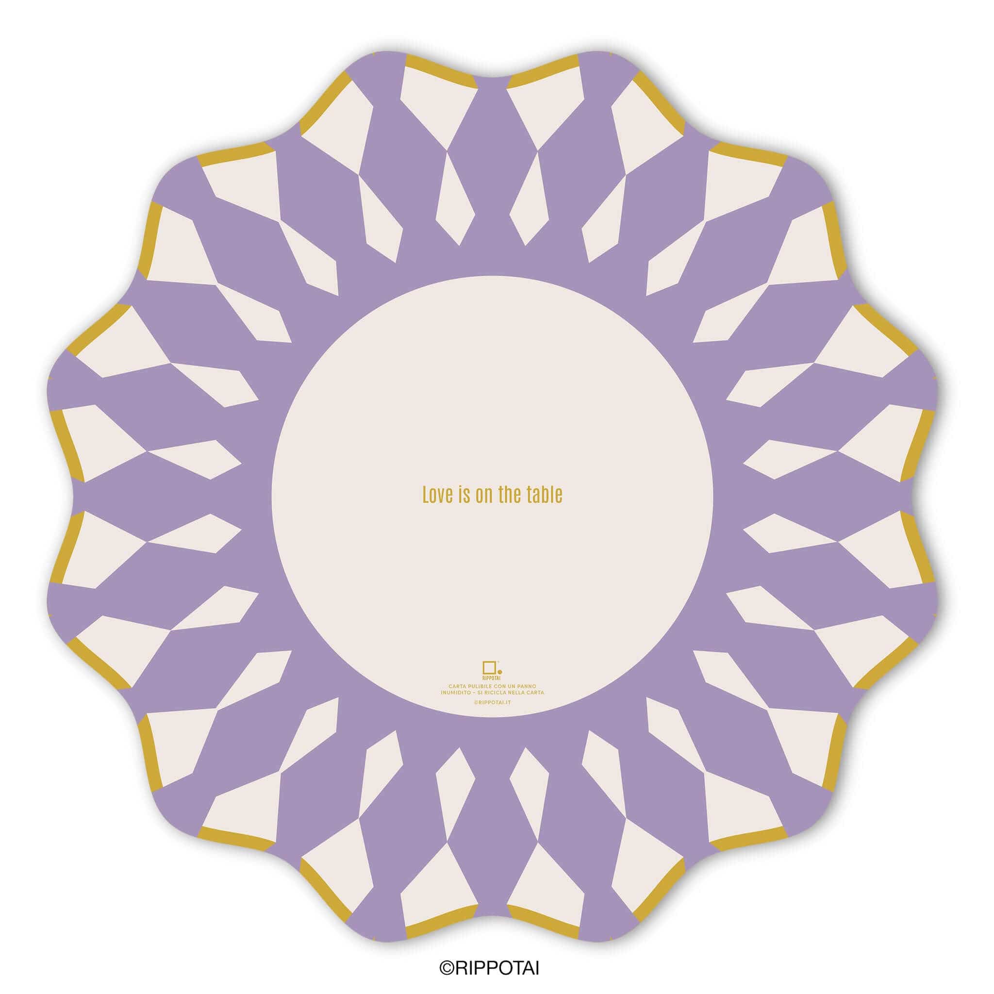 Rippotai Tovagliette Sottopiatti Eleganti Purple Elegant in Carta Pulibile - Set 3 Sottopiatti + 3 Sottobicchieri