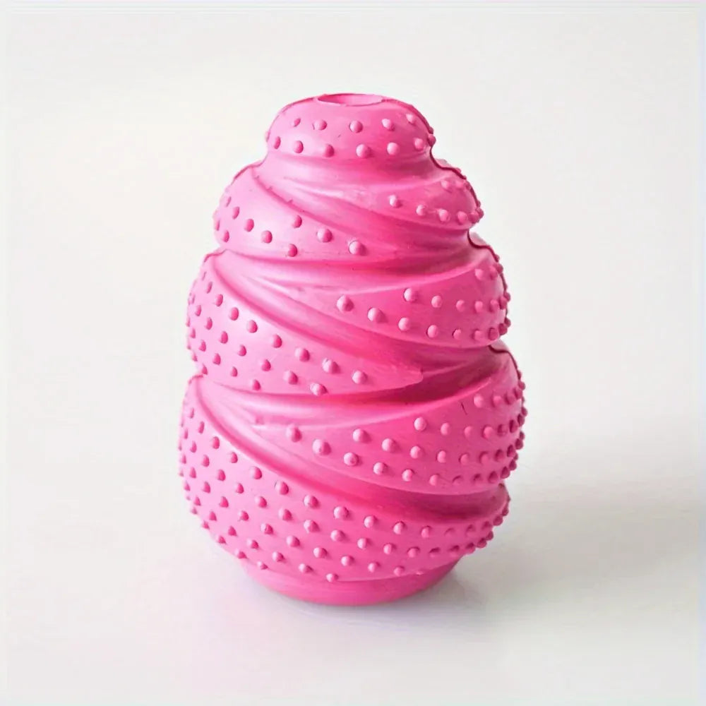 Trendzoy Rose Red Durable Rubber Dog Chew Toy with Treat Dispenser-Interactive Puzzle Grenade Design for Mental Stimulation & Dental Health