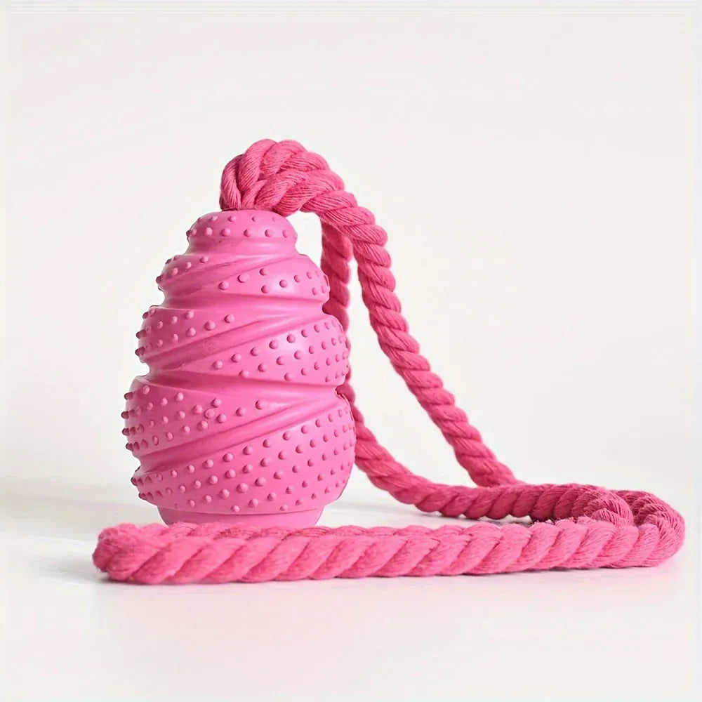 Trendzoy Rose Red Rope Durable Rubber Dog Chew Toy with Treat Dispenser-Interactive Puzzle Grenade Design for Mental Stimulation & Dental Health