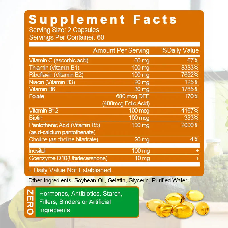 Trendzoy Vitamin B Complex Supplement, Supports Energy, Immune Health, Antioxidant Supplement