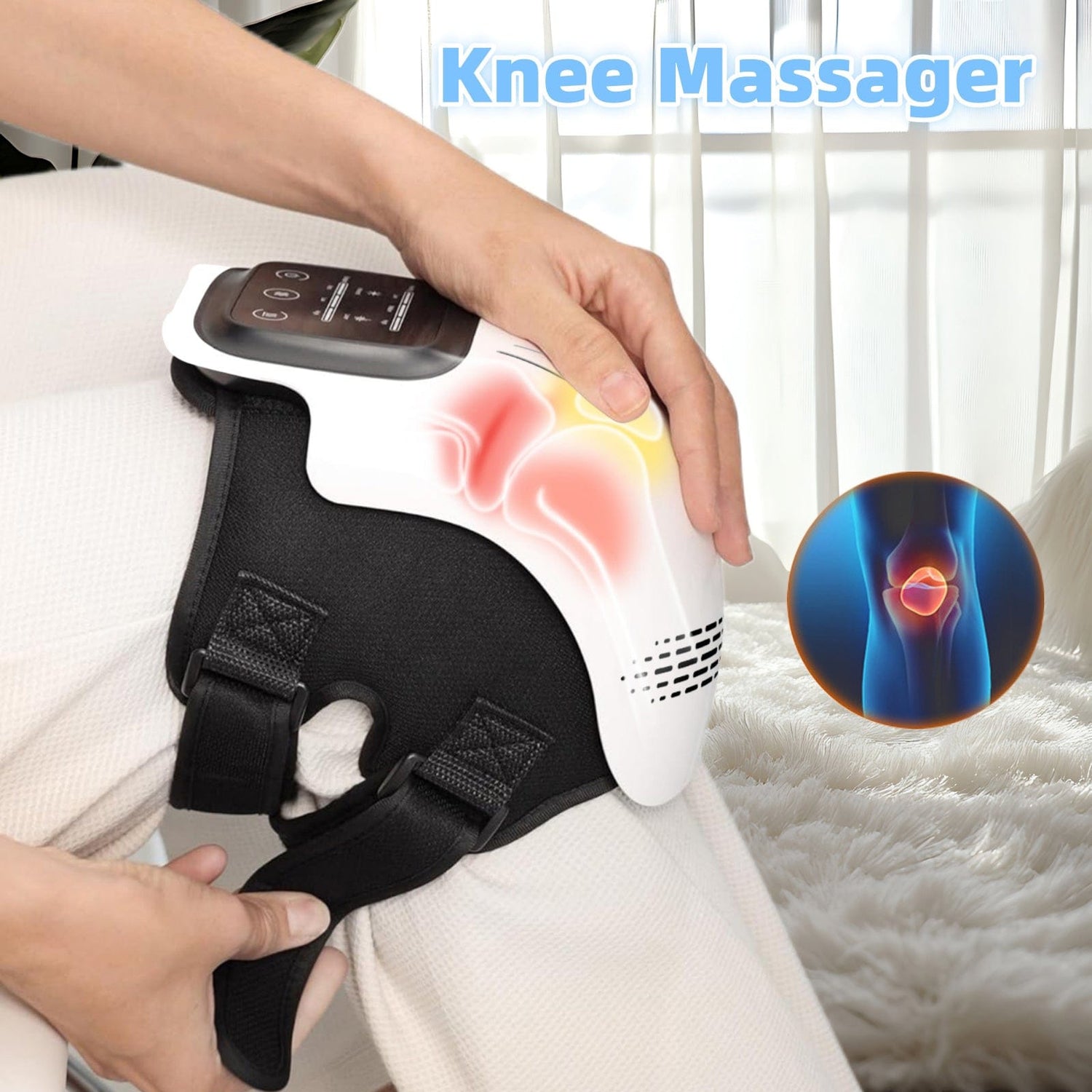 3D Heart Design Health &amp; Wellness Electric Heated Knee Massager with Infrared &amp; Vibration - Pain Relief
