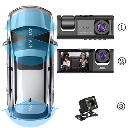 creatidrop 0 Black 1080P Dual Lens Car Dash Cam Recorder G Sensor DVR Front And Rear Camera Video