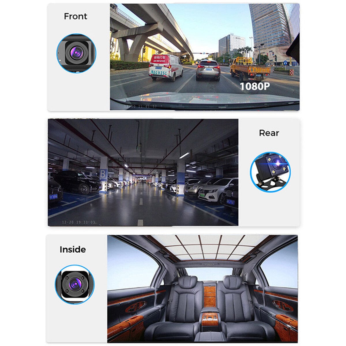 creatidrop 0 Black 1080P Dual Lens Car Dash Cam Recorder G Sensor DVR Front And Rear Camera Video