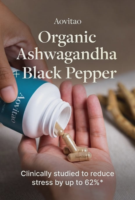 Organic Ashwagandha Capsules - Stress Relief &amp; Immune Support (60 Count)