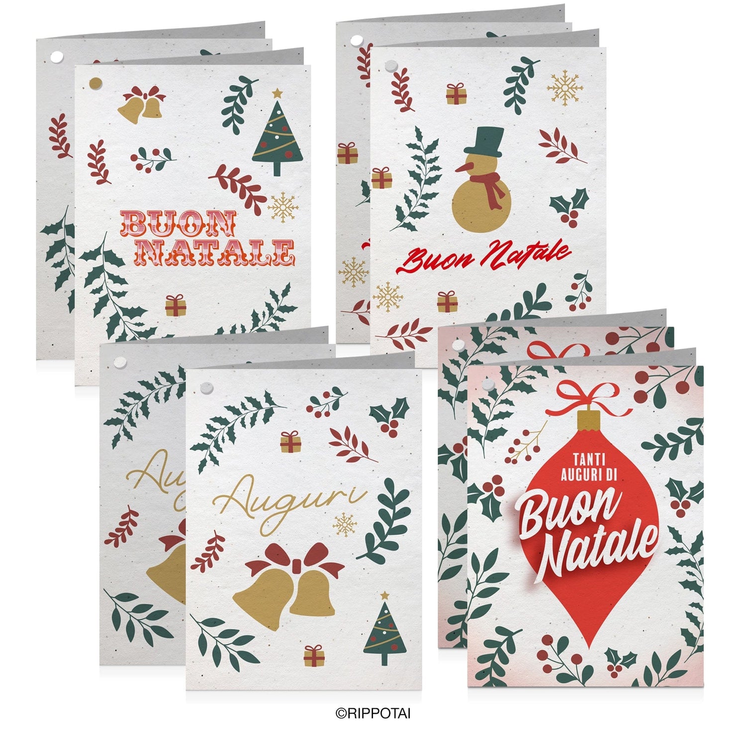 Rippotai Biglietti Auguri Chiudi pacco 70x98 mm Biglietti Natalizi in Carta Semi - Regalo Solidale per un Pianeta Sostenibile
