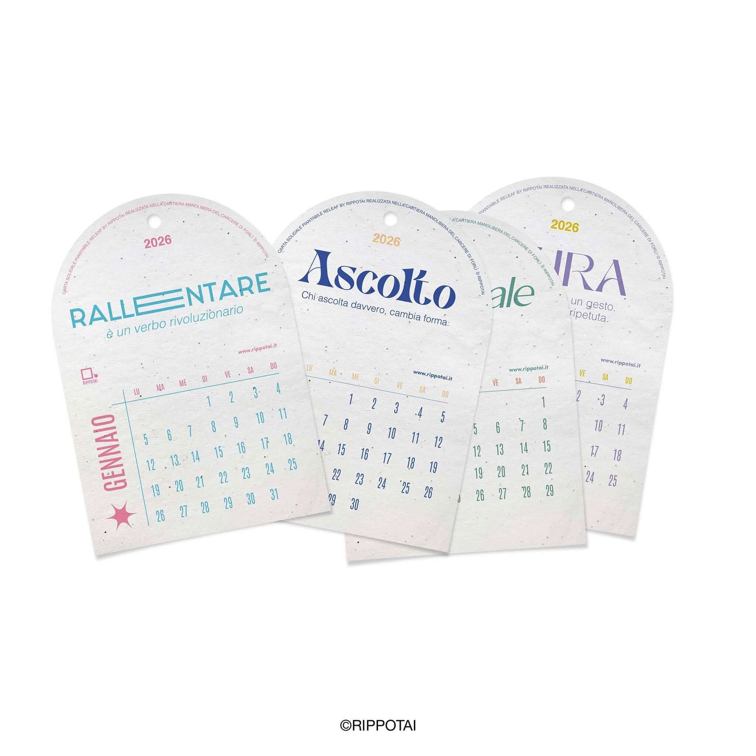 Rippotai Calendari Calendario da tavolo in carta piantabile – Il calendario delle parole essenziali Rippotai
