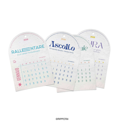 Rippotai Calendari Calendario da tavolo in carta piantabile – Il calendario delle parole essenziali Rippotai