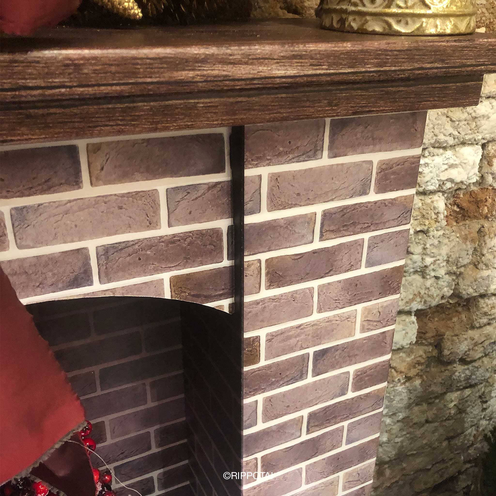 Rippotai Ornamenti natalizi Camino di cartone ecologico per vetrine natalizie