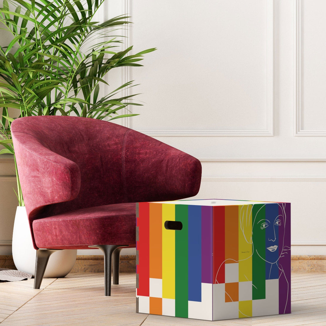 Rippotai Pouf musicale Cassa audio design arcobaleno – Soundpotai Pride ispirata a Marcella di Folco
