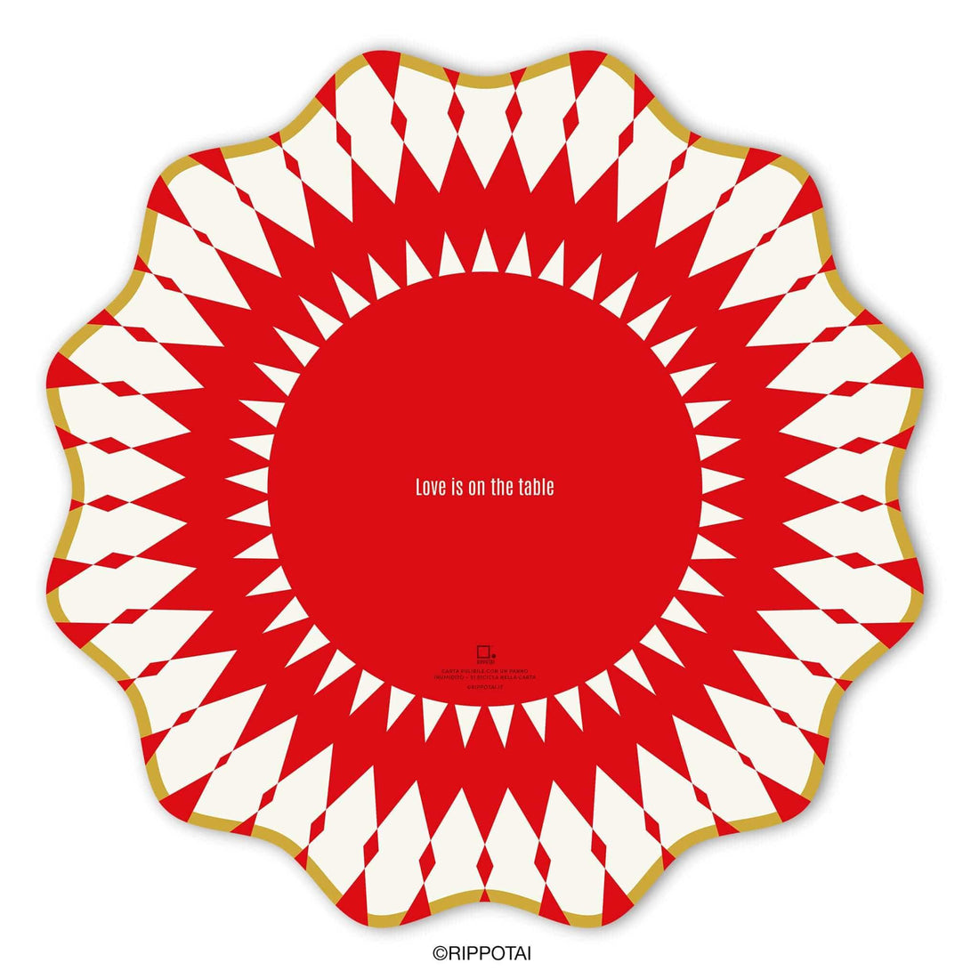 Rippotai Tovagliette GoldenAge Sottopiatti Moderni e Sottobicchieri Coordinati 3pz – Collezione &quot;Love is on the Table&quot;