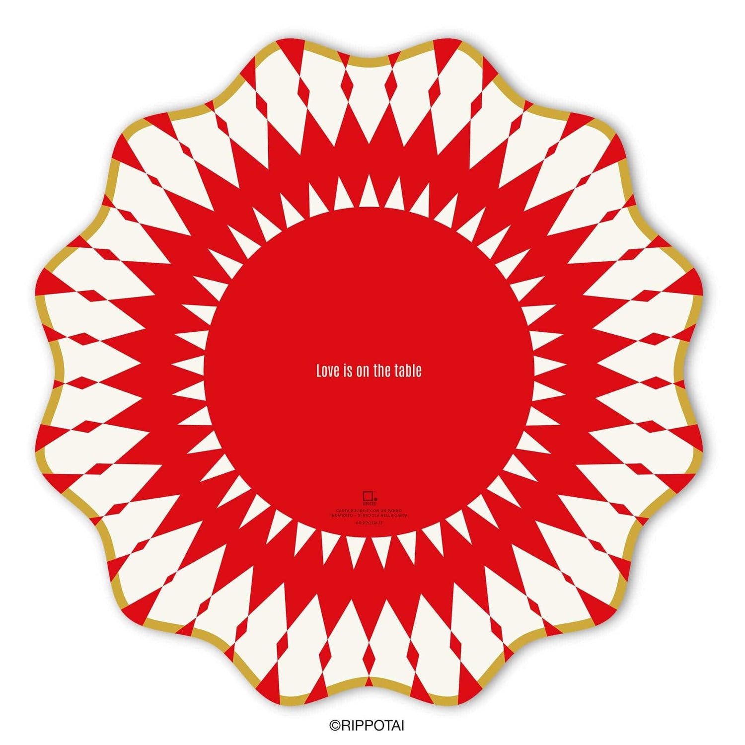 Rippotai Tovagliette GoldenAge Sottopiatti Moderni e Sottobicchieri Coordinati 3pz – Collezione &quot;Love is on the Table&quot;