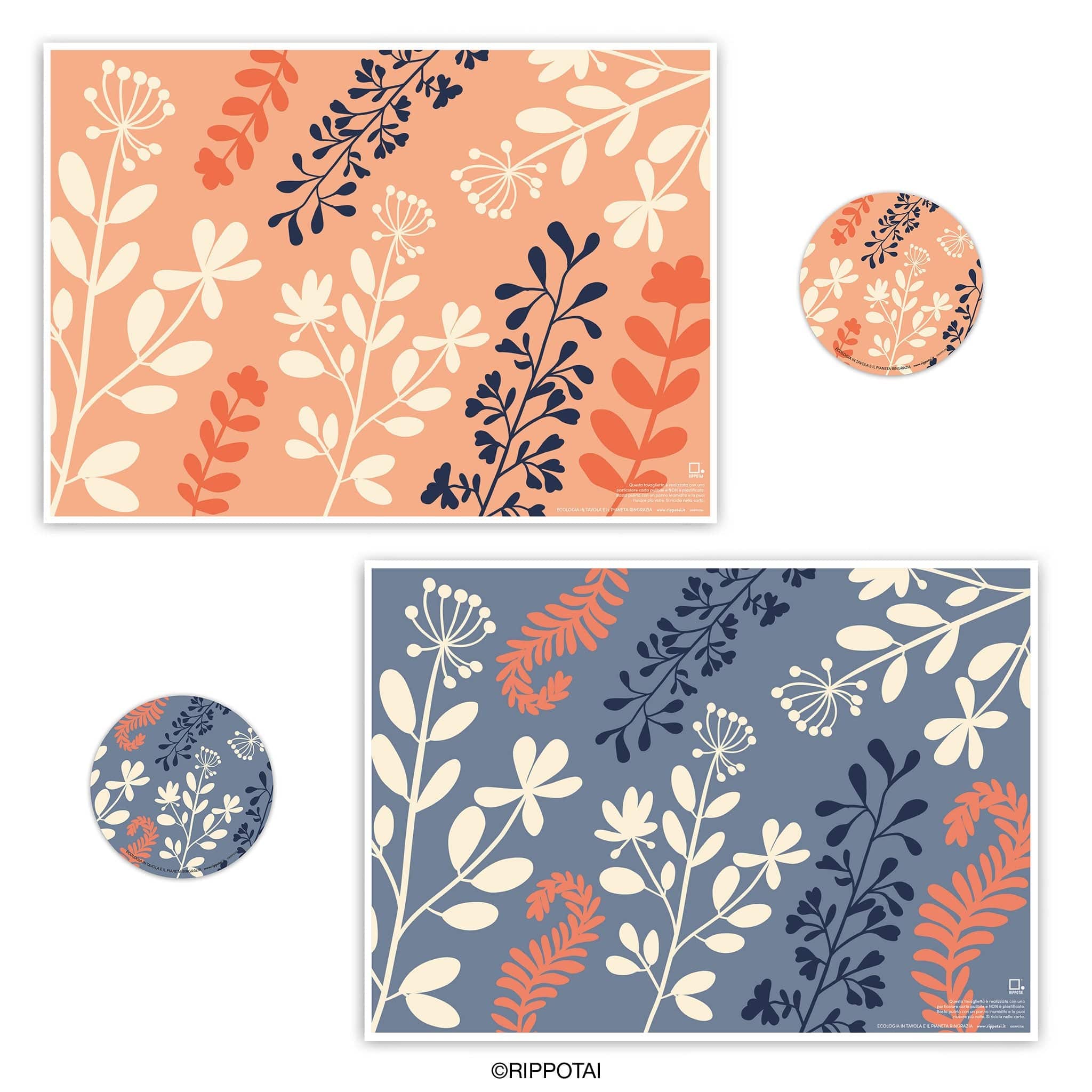 Rippotai Tovagliette Kit da 2 / Primavera La tavola di Pasqua by Rippotai: tovagliette in carta Lavabili e Sostenibili
