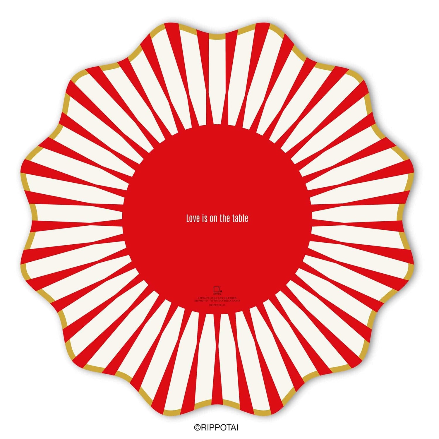 Rippotai Tovagliette RedTable Sottopiatti Moderni e Sottobicchieri Coordinati 3pz – Collezione &quot;Love is on the Table&quot;