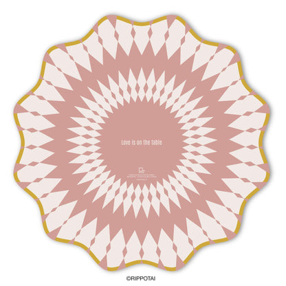 Rippotai Tovagliette Sottopiatti Eleganti Pink Elegant in Carta Pulibile - Set 3 Sottopiatti + 3 Sottobicchieri