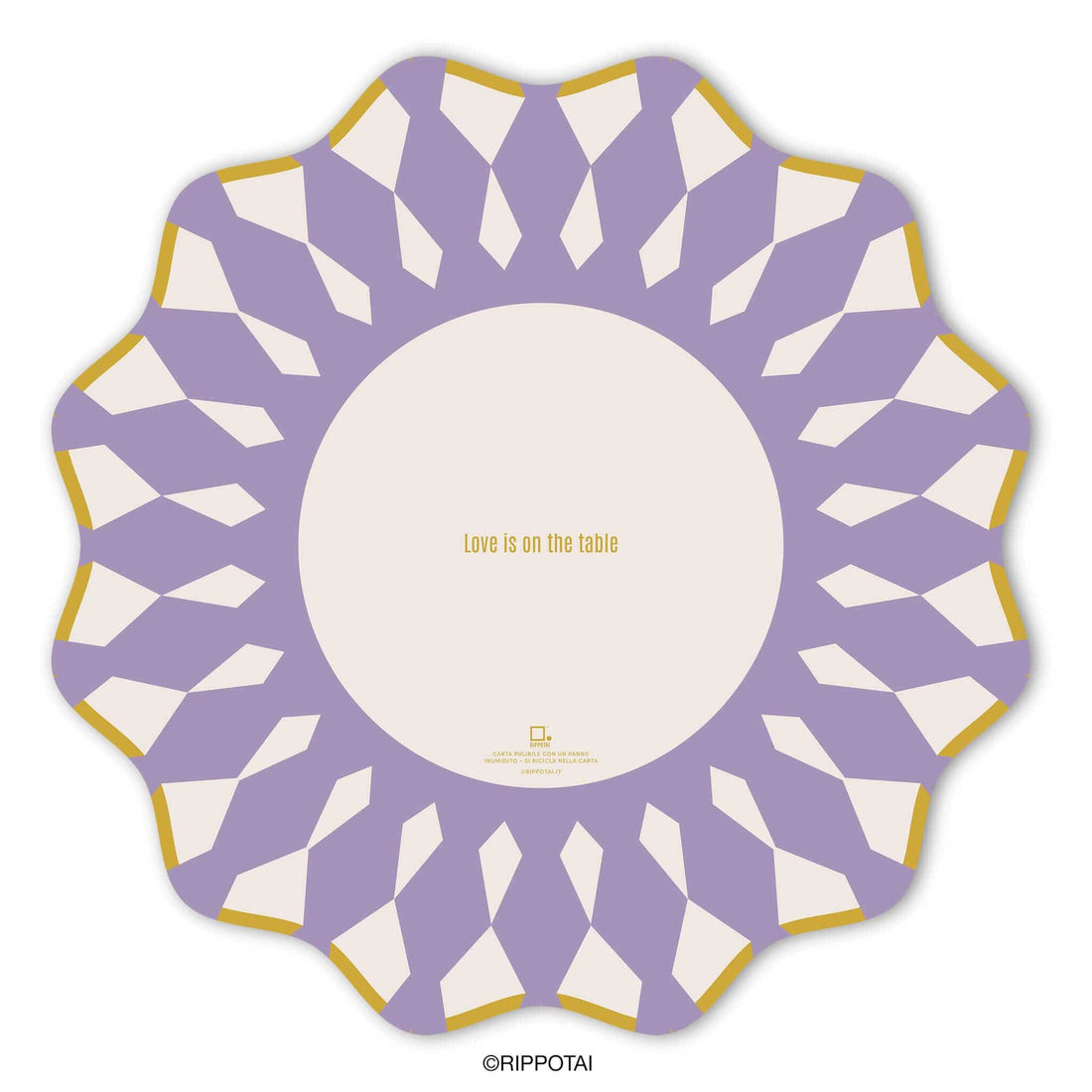 Rippotai Tovagliette Sottopiatti Eleganti Purple Elegant in Carta Pulibile - Set 3 Sottopiatti + 3 Sottobicchieri