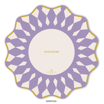 Rippotai Tovagliette Sottopiatti Eleganti Purple Elegant in Carta Pulibile - Set 3 Sottopiatti + 3 Sottobicchieri