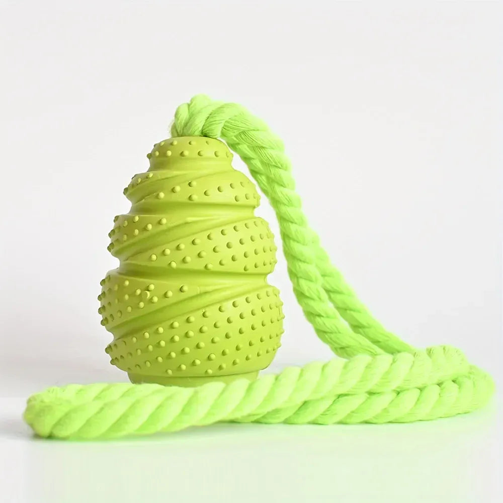 Trendzoy Grass Green Rope Durable Rubber Dog Chew Toy with Treat Dispenser-Interactive Puzzle Grenade Design for Mental Stimulation &amp; Dental Health