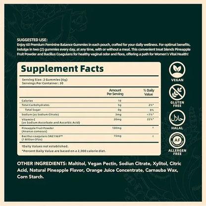 Trendzoy Health &amp; Wellness Default Vital Source Nutrition-Feminine Balance Gummies - Hawaiian Pineapple 60 Gummies