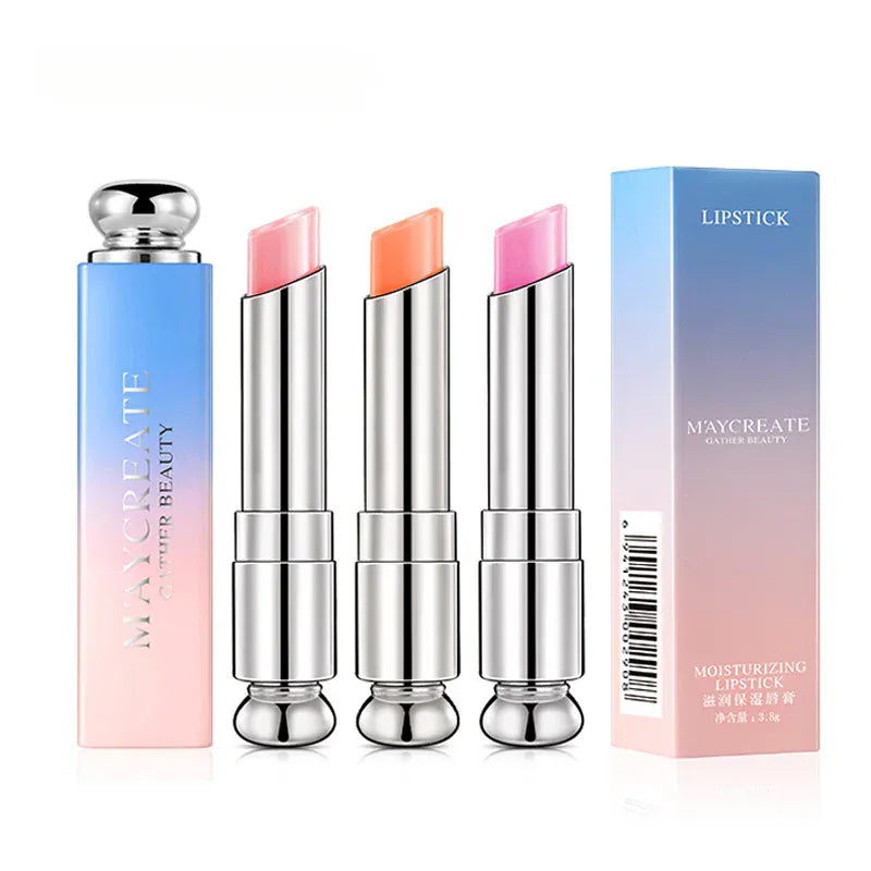 Trendzoy Moisturizing Bright Crystal Jelly Lipstick Temperature Change Color Lip Gentle Fashionable Korean Makeup Products Beauty